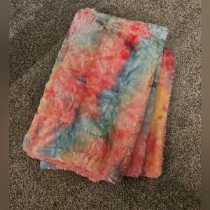 Fuzzy Tie Dye Multi Colours Throw Blanket 40x50 Kids Size Or Pets